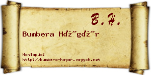 Bumbera Hágár névjegykártya